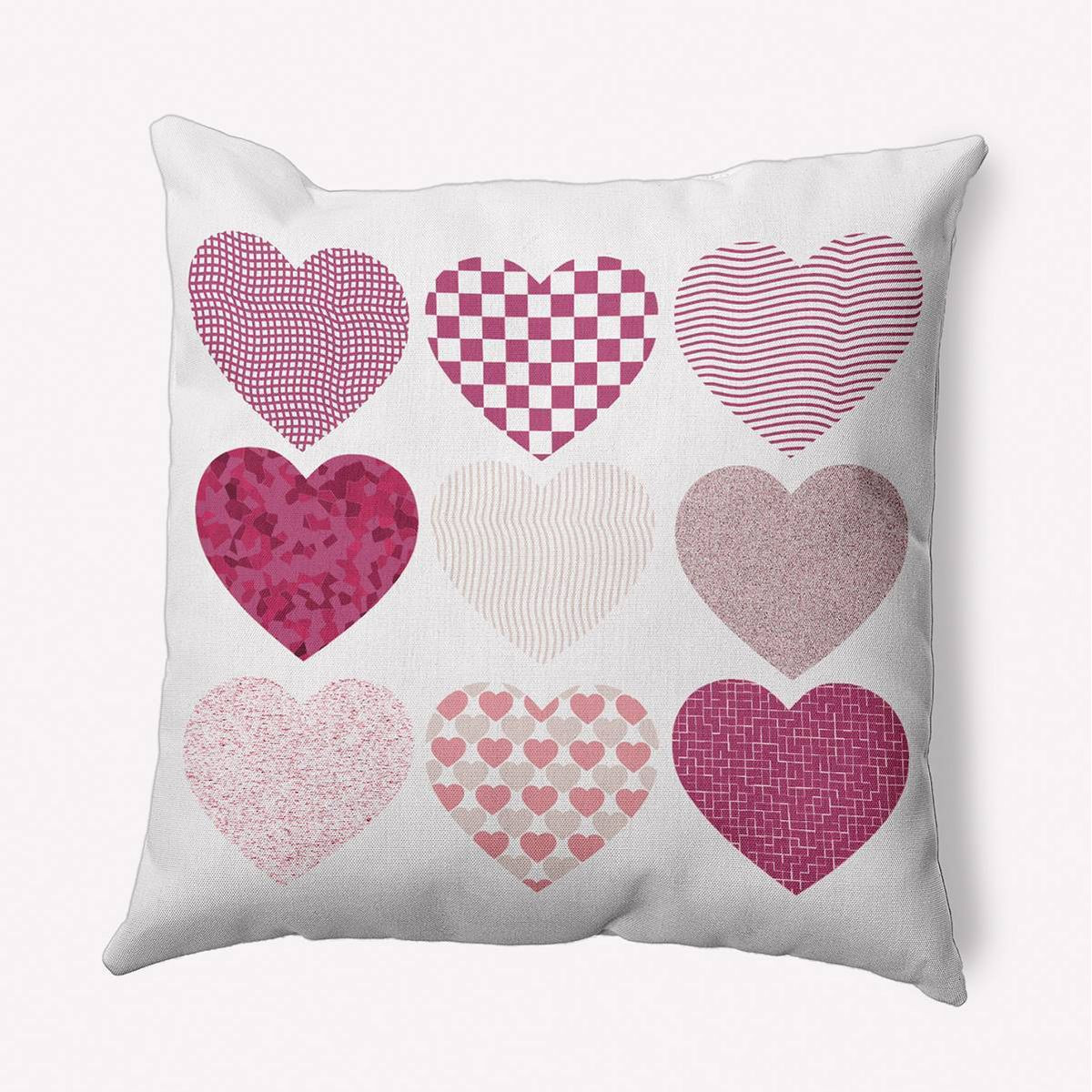 16"x16" Valentine's Day Patterned Hearts Square Throw Pillow Pink - e by design: Festive Decor, I... | Target