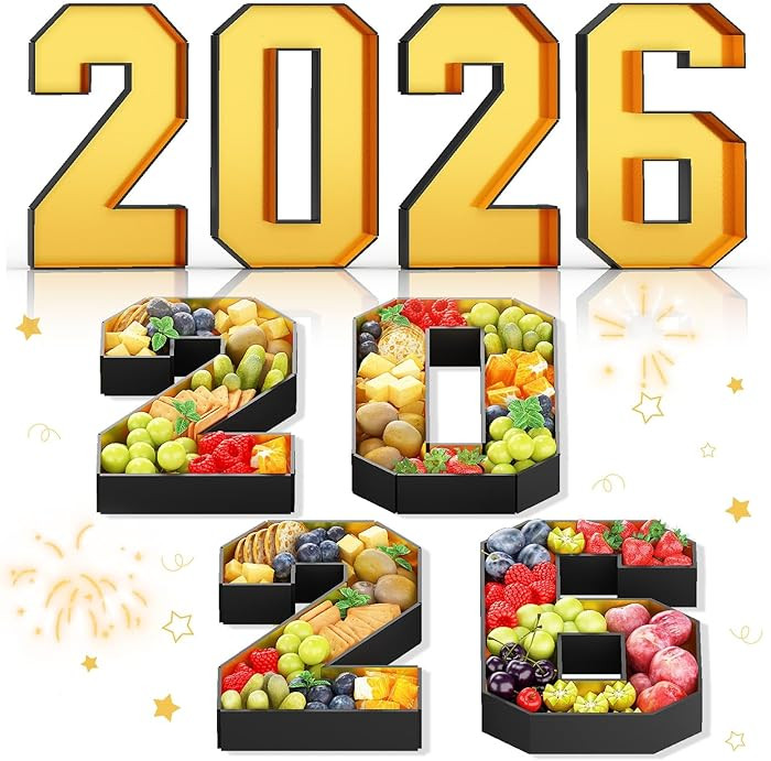 2026 Fillable Numbers for Charcuterie 13.8'' Cardboard Number Black Gold 2026 Shaped Board Trays ... | Amazon (US)