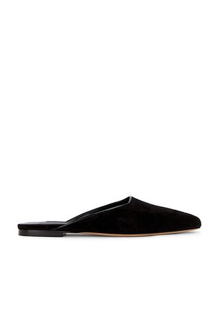 Emme Parsons Flat Mule in Black Suede - Black. Size 35 (also in 36, 37, 38). | FWRD 