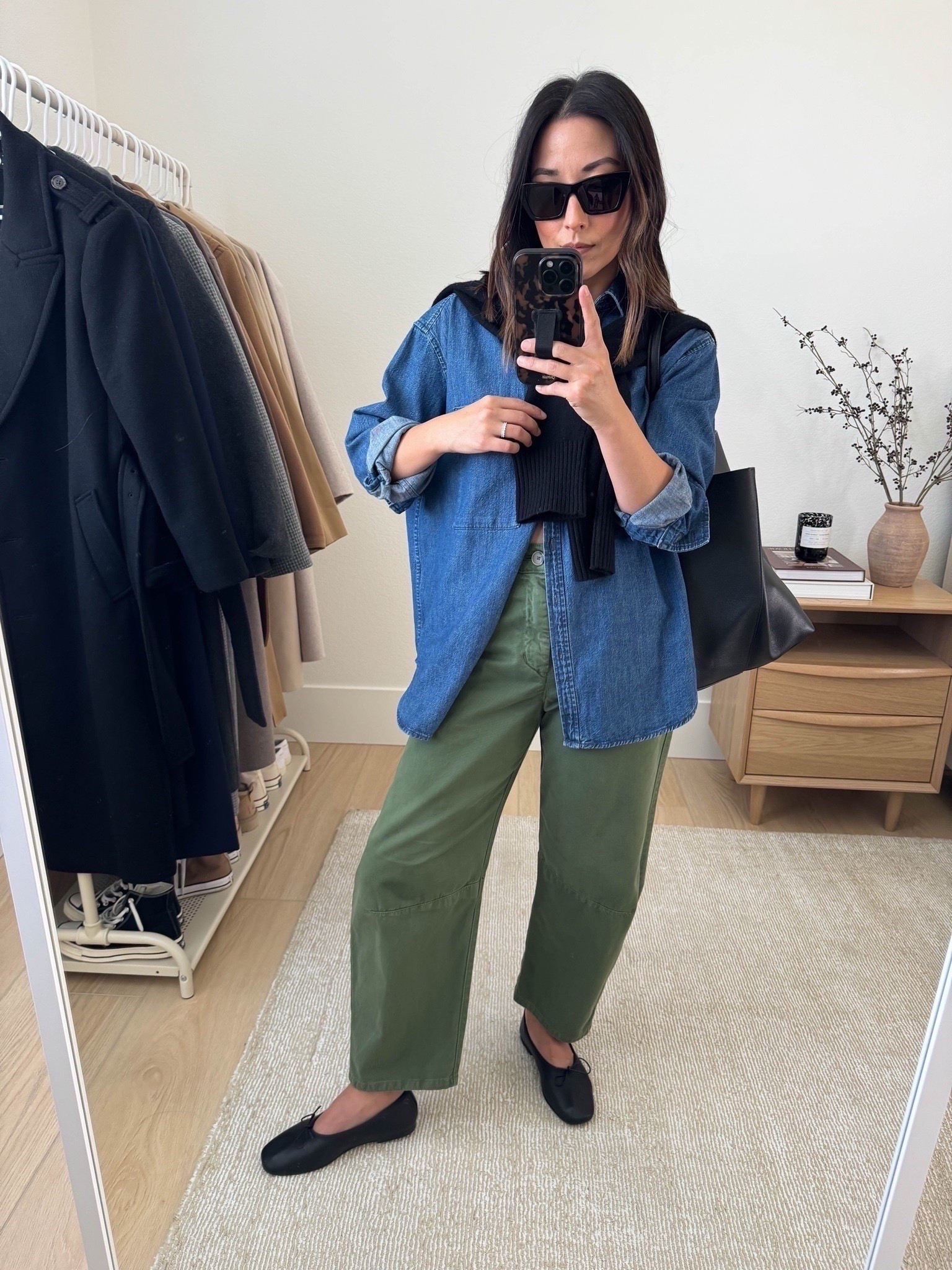 Spring outfit ideas with a denim shirt. 

This is my absolute favorite denim shirt. It's been updated with snap buttons, but still looks exactly the same. It has the perfect oversized fit. 

AYR Shirt xs
Velvet green pants 2
Everlane flats 5
Mansur Gavriel tote
Everlane cashmere sweater xs
YSL Sunglasses

Petite style, spring style, spring outfits 

#LTKootd #LTKSeasonal #LTKPetite