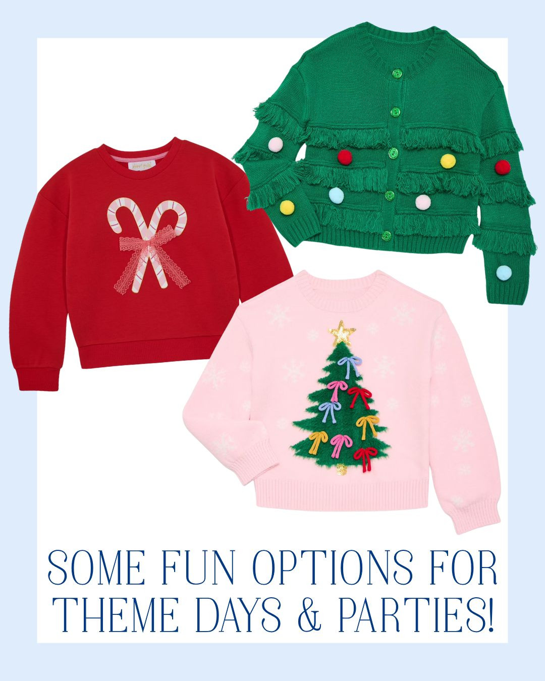 Festive theme day & party pullovers for this season!

holiday, Christmas, Merry, candy canes, trees, ornaments, bows, lights, kids, family 

 #LTKHoliday #LTKParties #LTKKids