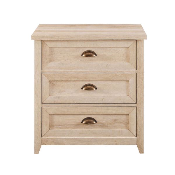 Odette White Oak Three-Drawer Nightstand | Bellacor