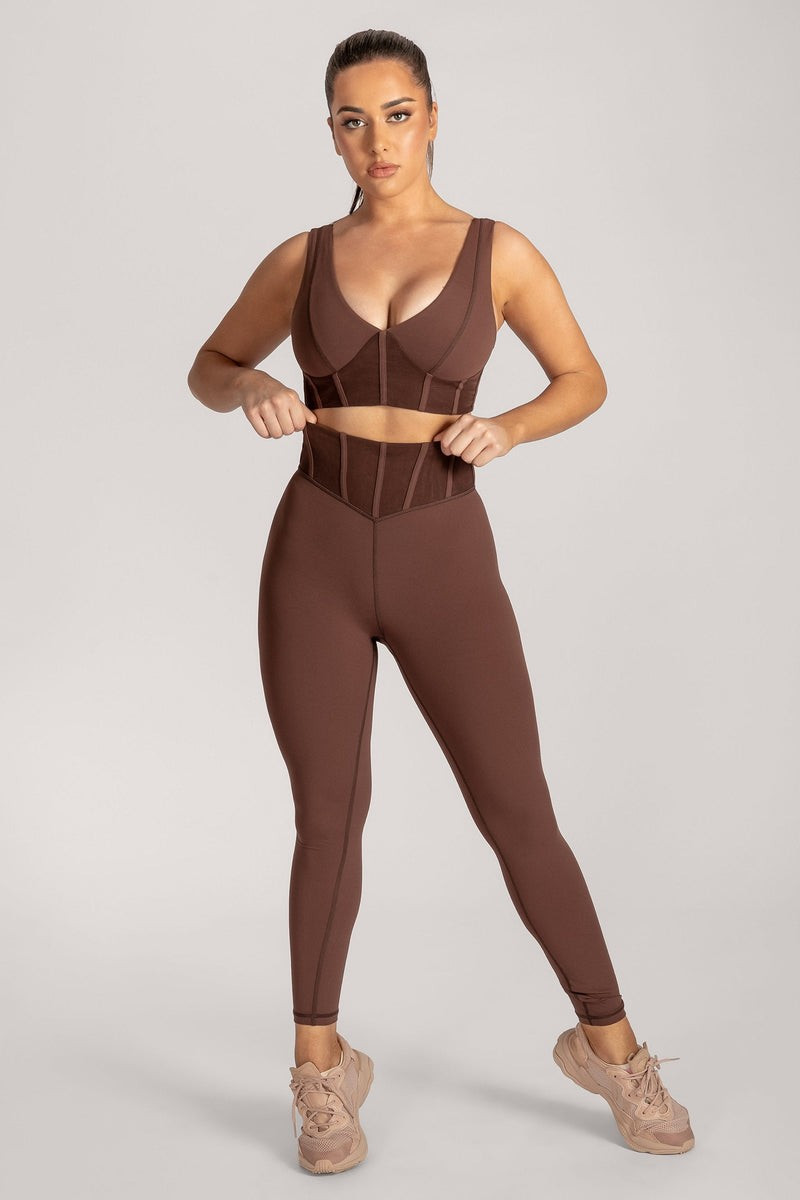 Ceres Corsetted Waist Leggings - Chocolate | MESHKI US