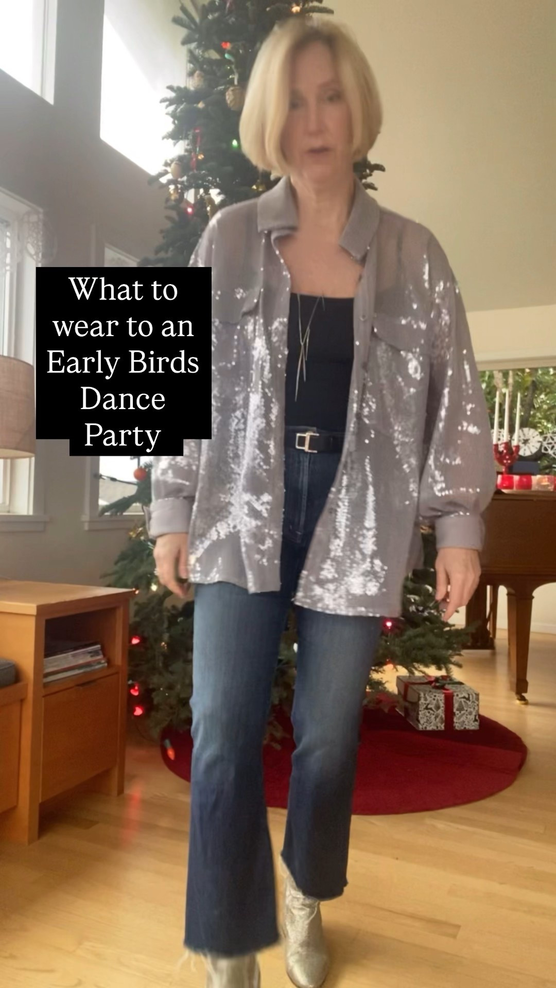 Going to a dance party! I want to look festive but be comfortable too 😉
This is what I worked out - excited to let loose, baby! 💃🏼💃🏼💃🏼

#LTKOver40 #LTKHoliday #LTKMidsize