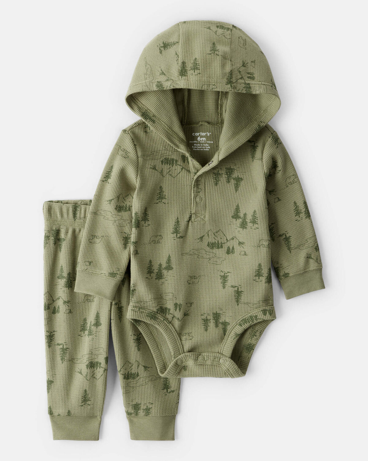 Baby Boy 2-Piece Mountain Thermal Bodysuit & Pant Set - Green | Carter's Inc