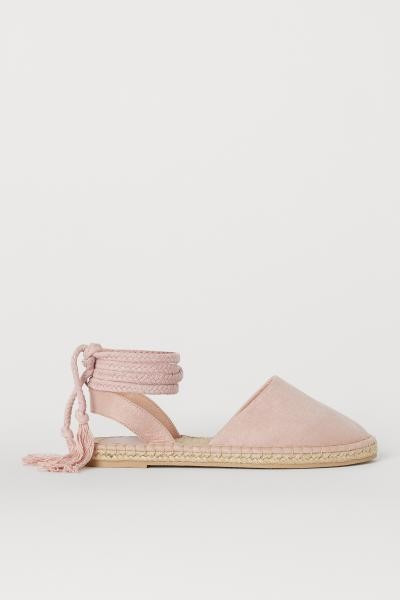 Espadrilles zum Schnüren - Puderrosa -  | H&M DE | H&M (DE, AT, CH, NL, FI)