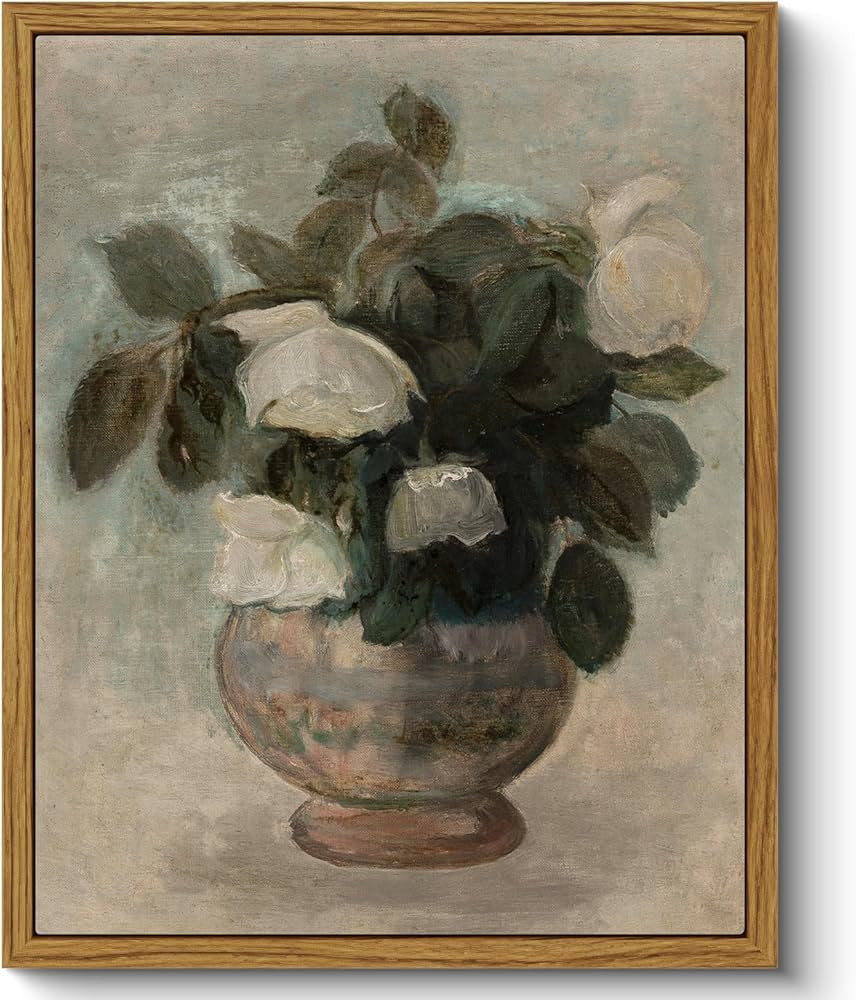 ARPEOTCY Framed Canvas Wall Art Prints, Bathroom Kitchen Shelf Decor, Classical Roses Picture Pai... | Amazon (UK)