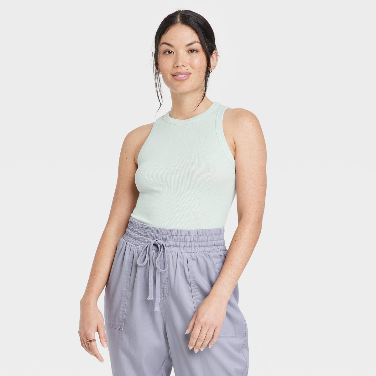 Women's Slim Fit Ribbed High Neck Tank Top - A New Day™ | Target
