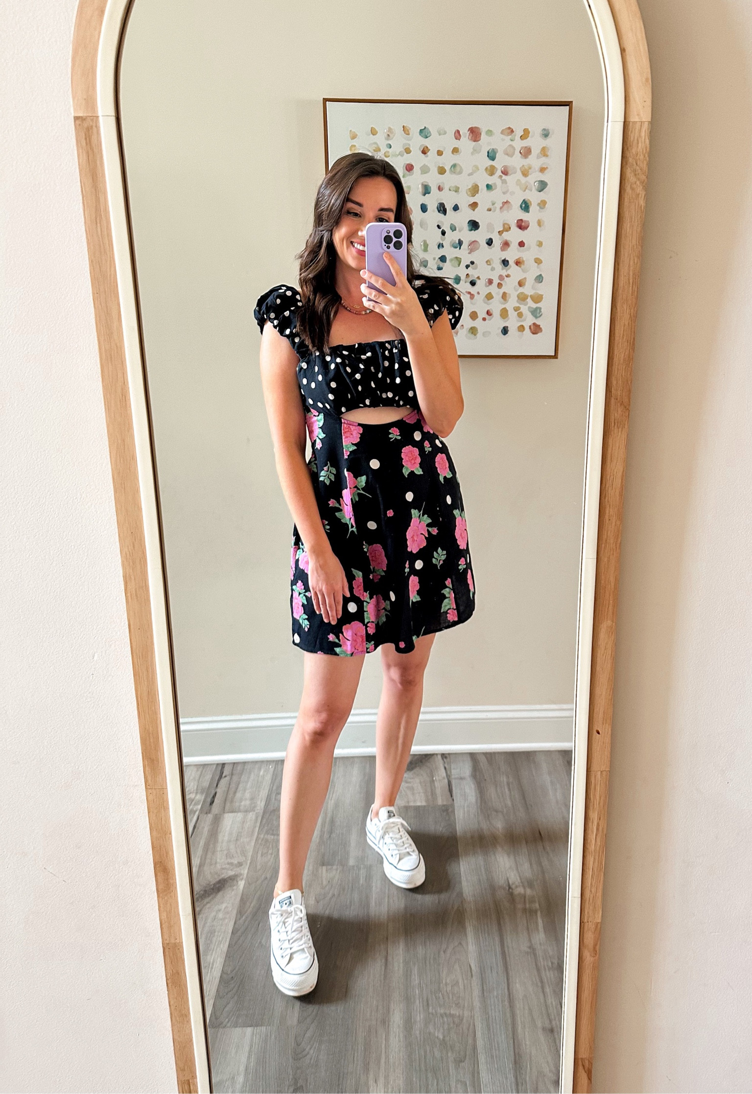 Free People printed bom bom mini dress, platform Converse

#LTKunder100 #LTKSeasonal #LTKshoecrush