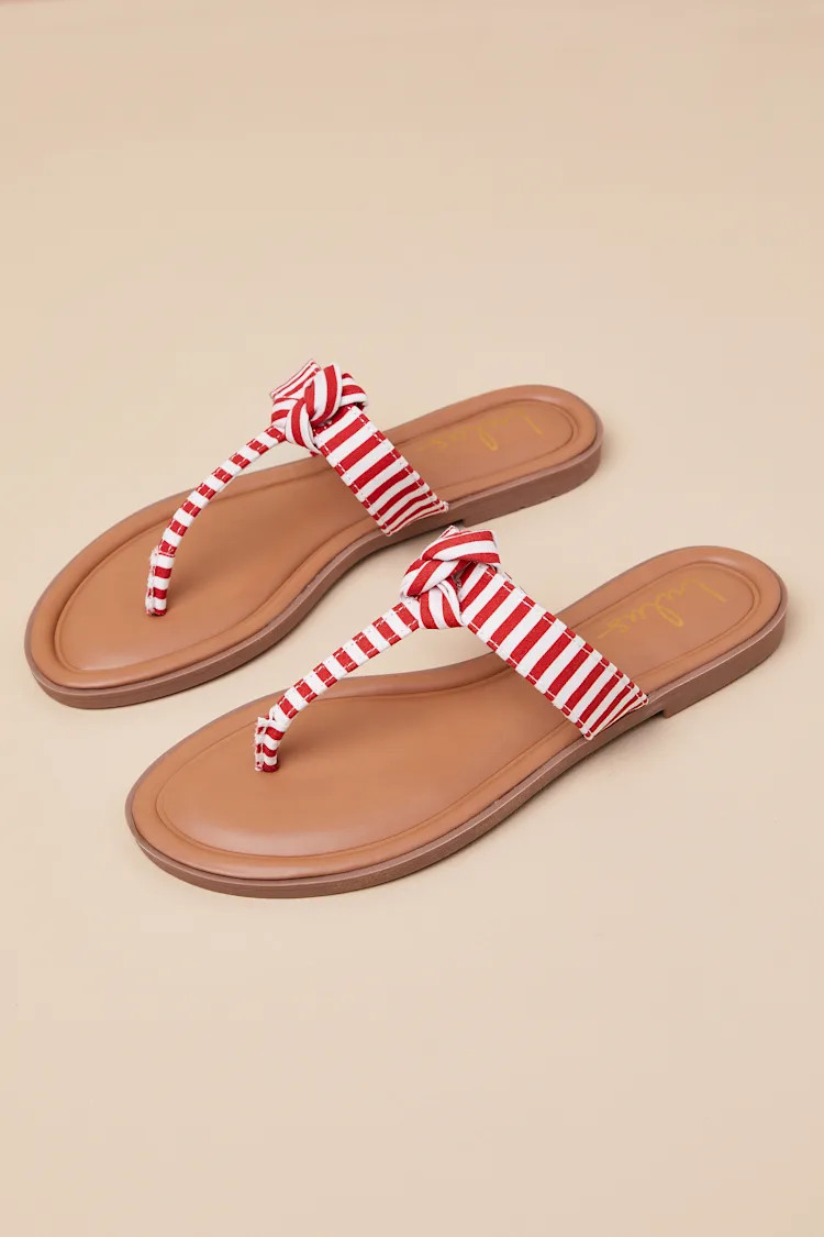 Roderick Red and White Striped Thong Sandals | Lulus