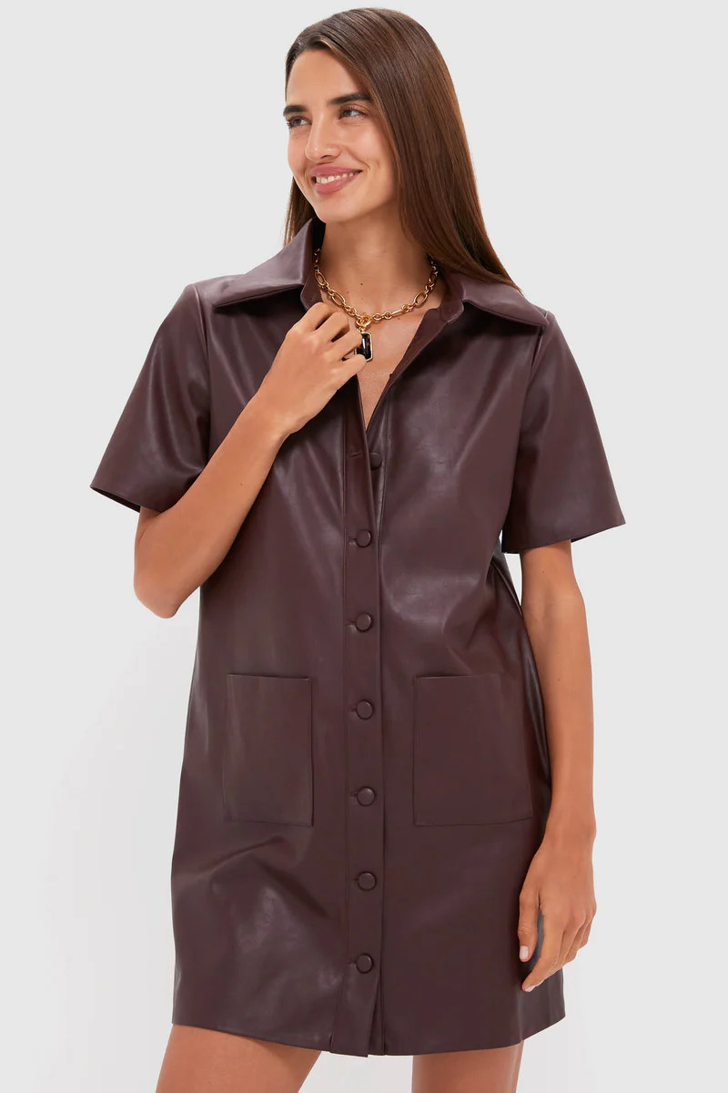 Merlot Leather Violetta Shirt Dress | Tuckernuck (US)