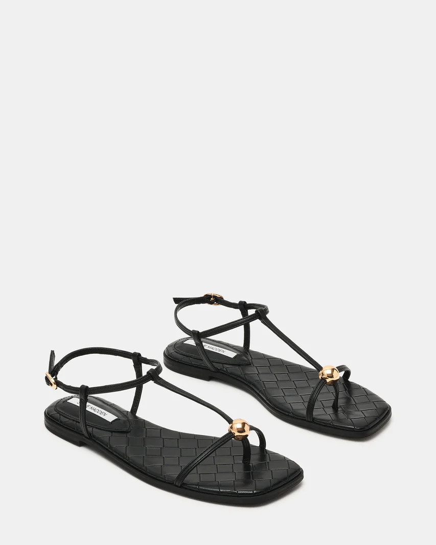 RITZY Woven Black Square-Toe Strappy Women's Sandal | Steve Madden (US)