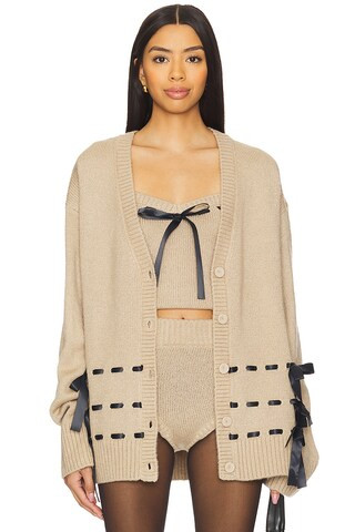 For Love & Lemons Solana Cardigan in Tan from Revolve.com | Revolve Clothing (Global)