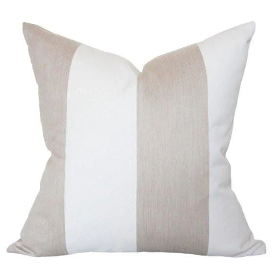 Beige & White Stripes Designer Pillow | Arianna Belle