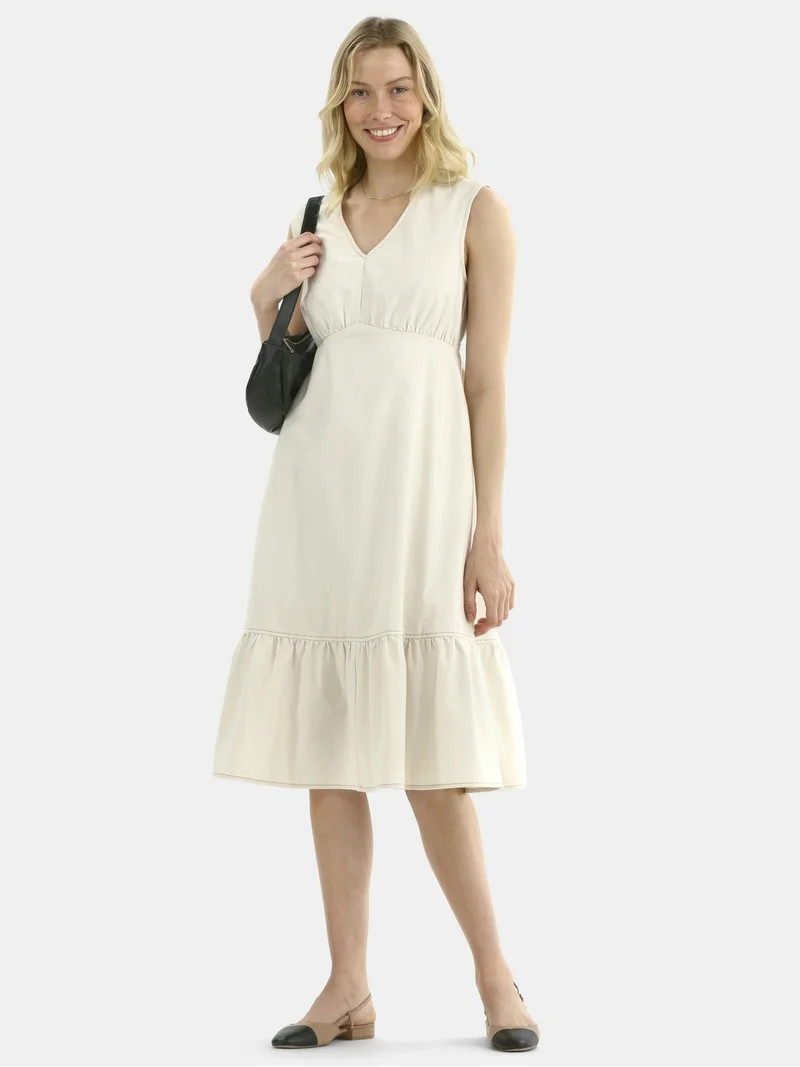 Time and Tru Women's Sleeveless Denim Dress with Ruffle Hem, XS-XXXL | Walmart (US)