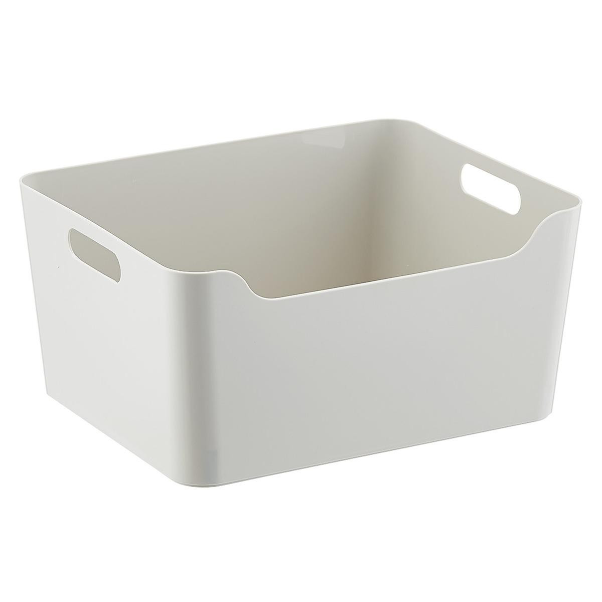 Light Grey Plastic Storage Bins with Handles | The Container Store