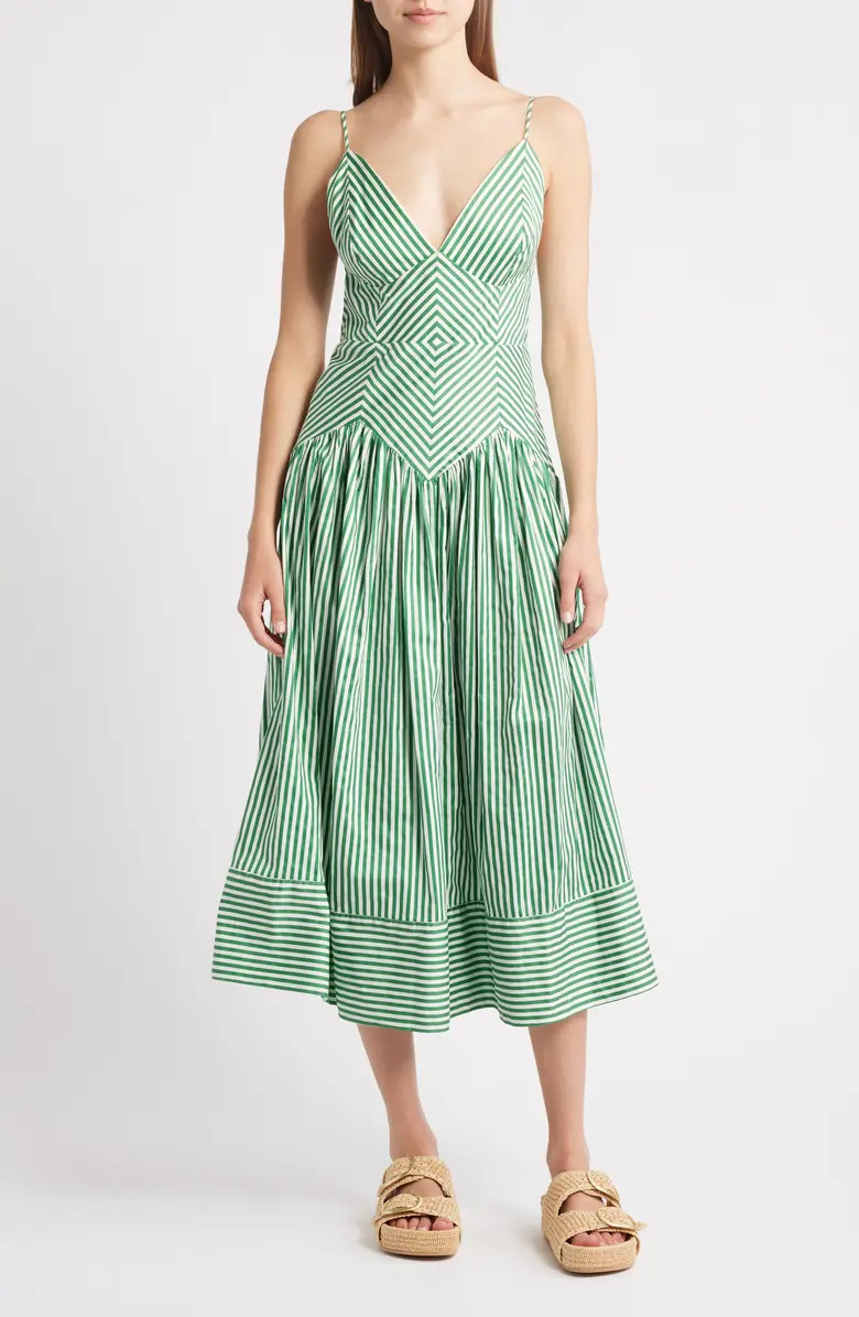 Stripe A-Line Midi Dress | Nordstrom