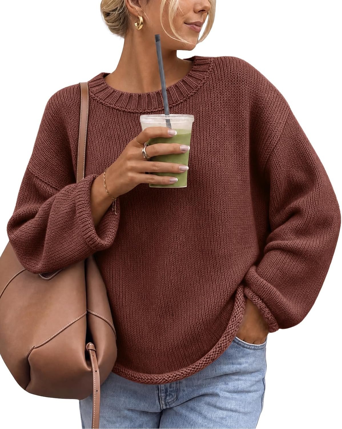 Cicy Bell Womens Long Sleeve Sweater Crew Neck Casual Pullover Knit Tops | Amazon (US)
