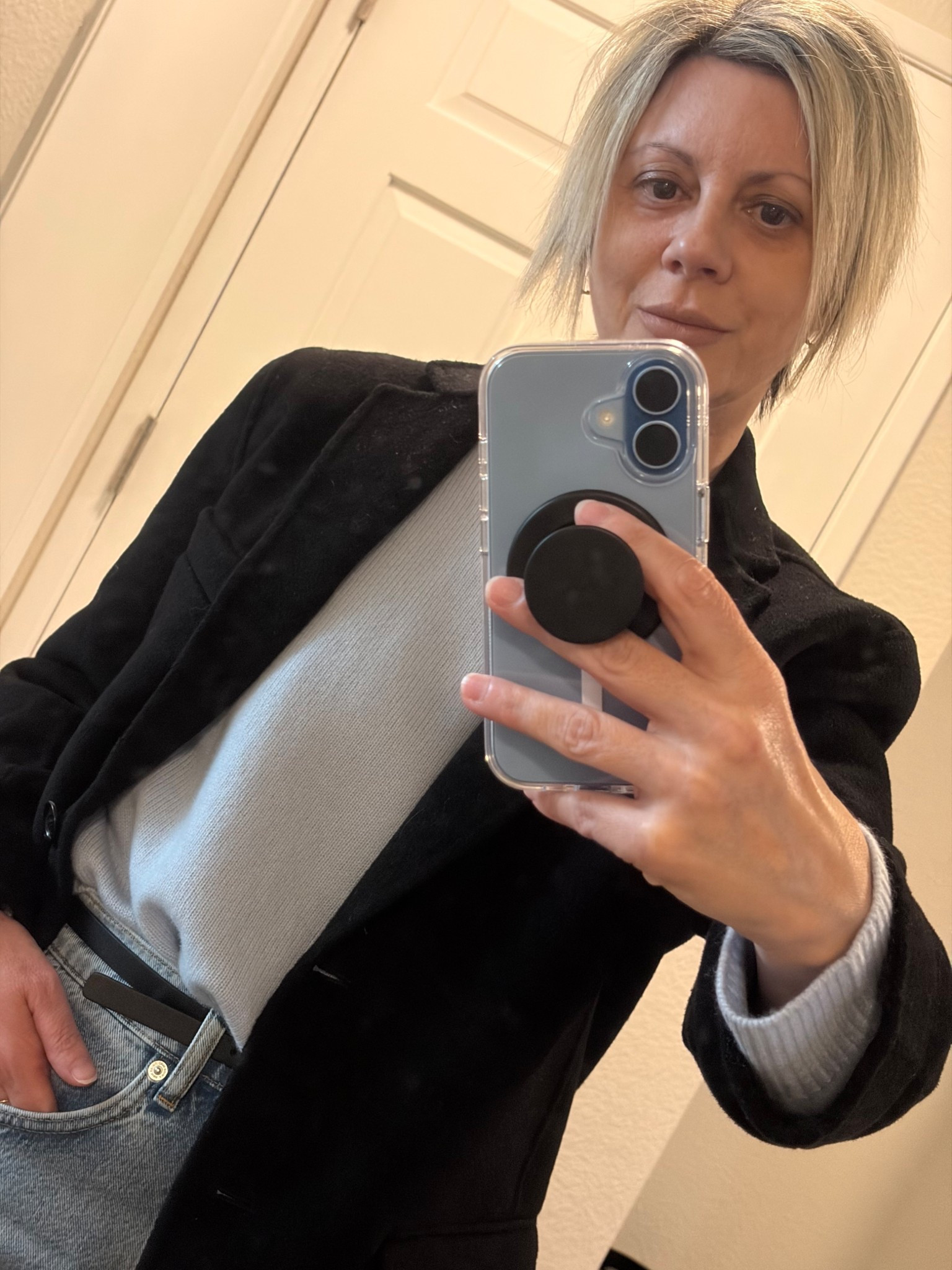 Obsessed with this gorgeous ice blue knit.  #sweaters #knits #winterstyle #cashmere #minimalist

#LTKootd #LTKSeasonal #LTKOver40