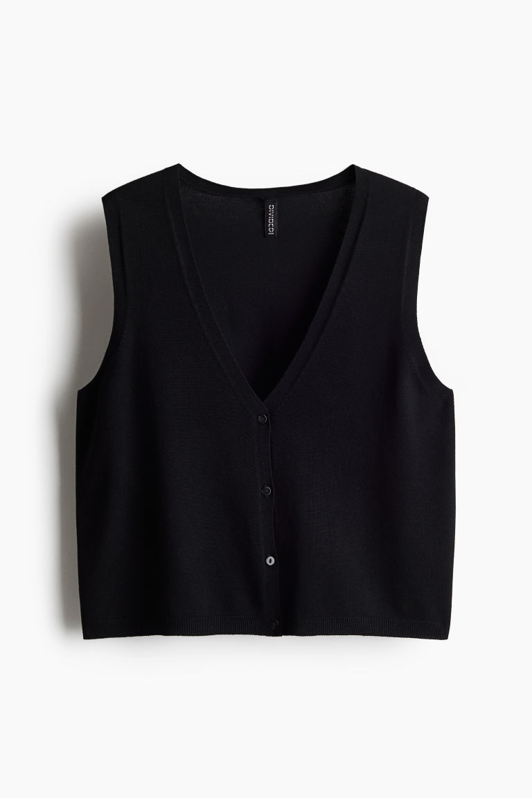H & M - Button-front Sweater Vest - Black | H&M (US + CA)