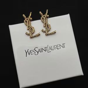 Vintage Authentic YSL Silver/Gold Metal Earrings, YSL earrings studs, luxury Earrings for women for  | Etsy (US)