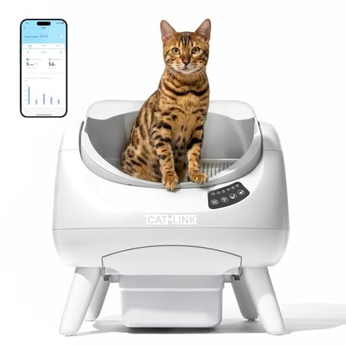 CATLINK Self Cleaning Litter Box, Open Top Automatic Cat Litter Box, Safe Anti-Pinch, AI Waste Analysis Health Monitor for Multi-Cat Recognition, 5G WiFi App Control, Odor Free, Open-X, White | Amazon (US)