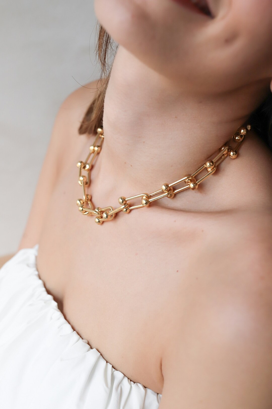 Retro Gold Chain Necklace, Thick Gold Chain, Gold Chunky Necklace, Layering Necklace, Gold Neckla... | Etsy (US)