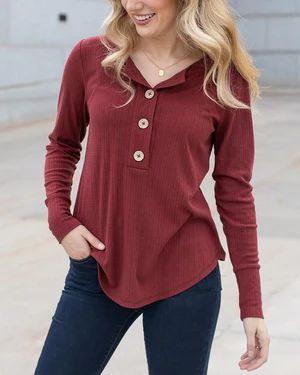 Large Button Layer Tee in Mesa | Grace and Lace