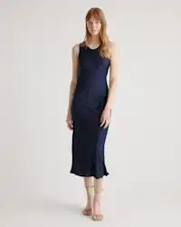 Washable Stretch Silk Tank Midi Dress in Horizon Blue | Quince