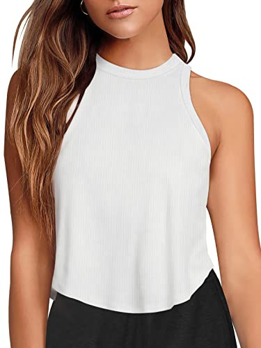 Amazon.com: Womens Cropped Tank Tops Sleeveless Going Out Tops Summer Workout Athletic Shirts Rac... | Amazon (US)