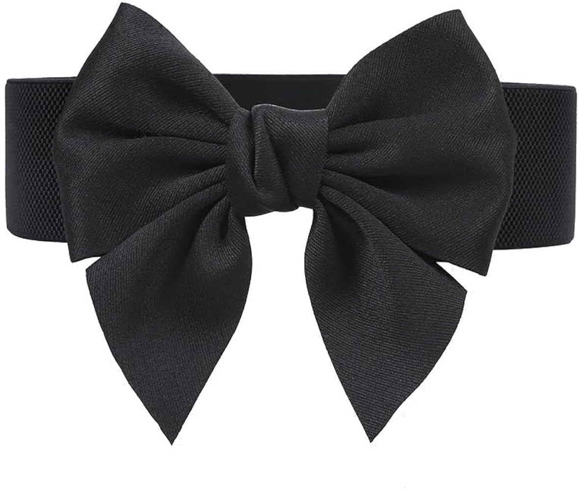 Womens Vintage Wide Elastic-Waist-Belt with Bow Knot - Stretchy Wide Waistband Belts Corset Adora... | Amazon (US)