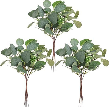 Amazon.com: Beferr 18pcs Eucalyptus Stems Bulk Faux Silver Dollar Eucalyptus Leaves Plant Branche... | Amazon (US)