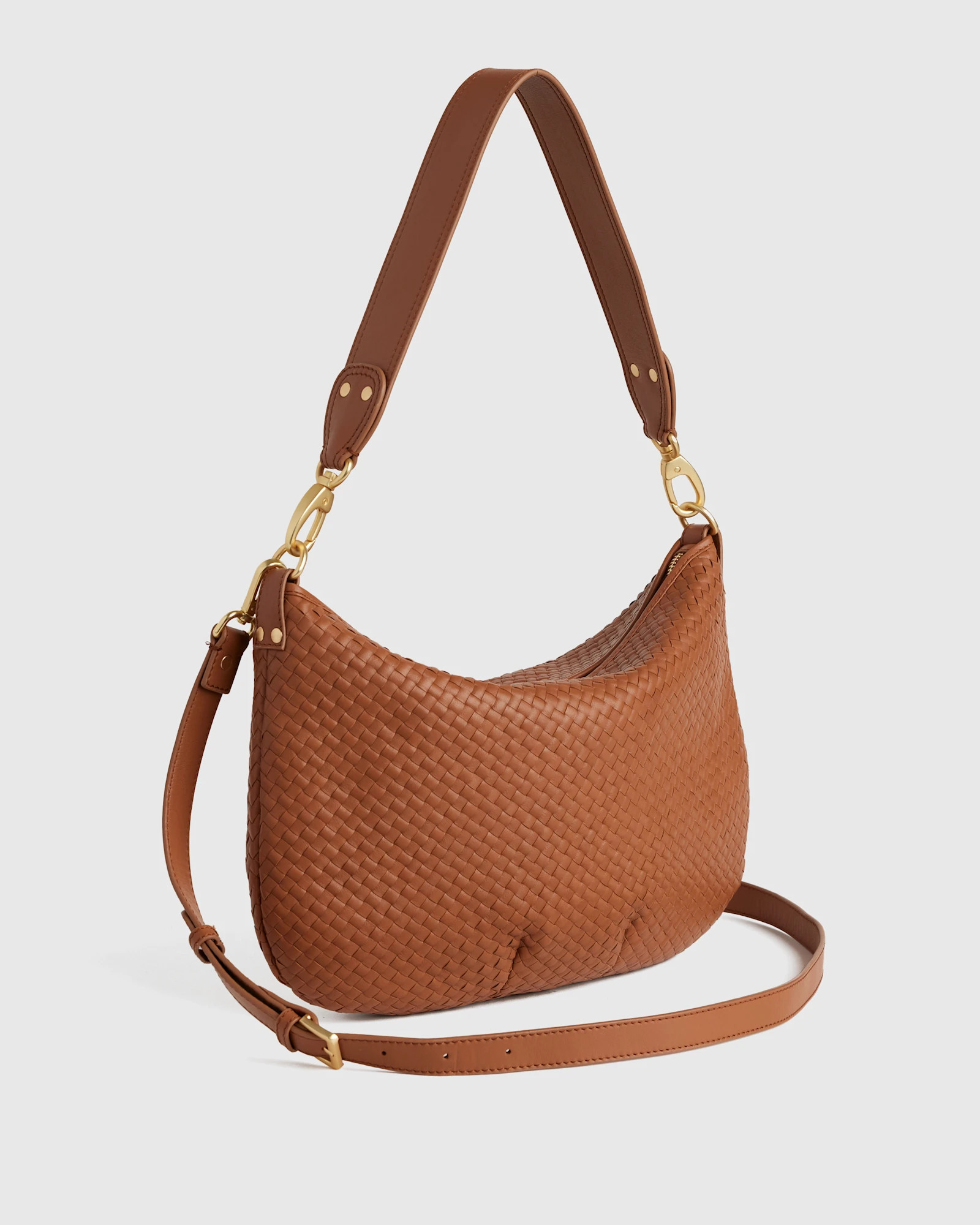 Italian Leather Convertible Crescent Handwoven Shoulder Bag | Quince
