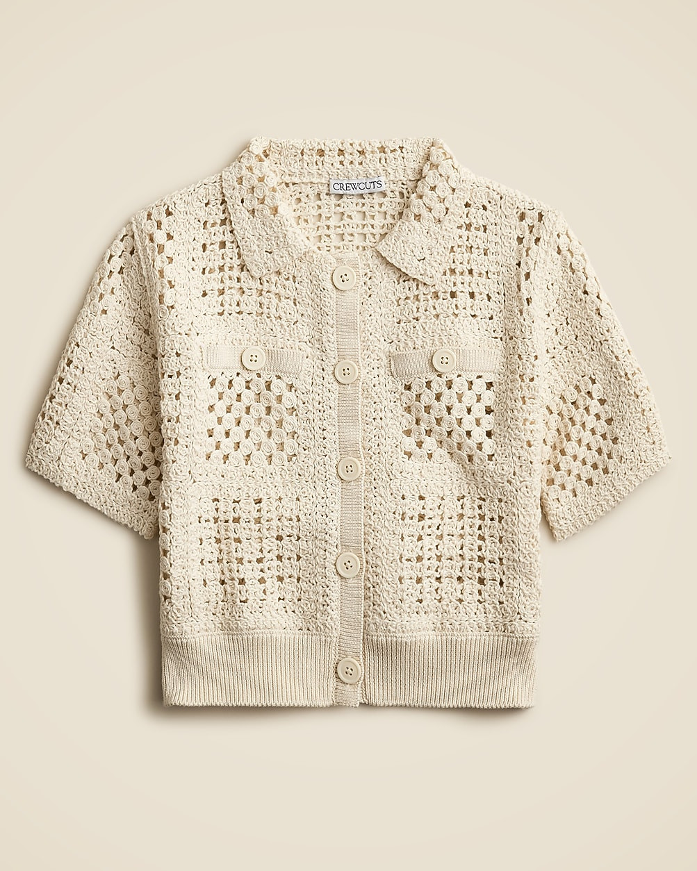 Girls' short-sleeve crochet button-up shirt | J. Crew US