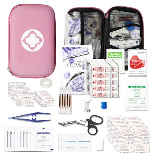276 PCS Emergency First Aid Kit for Home, Camping Essentials Emergencies Survival Gear for Outdoor Adventure First Aid Kits Refill Supplies for Car Hiking Skating Boating, Pink angel wish | Amazon (US)