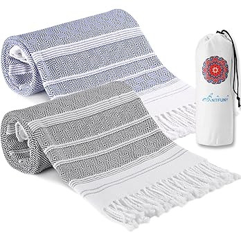2 Packs Cotton Turkish Beach Towels Quick Dry Sand Free Oversized Bath Pool Swim Towel Extra Larg... | Amazon (US)