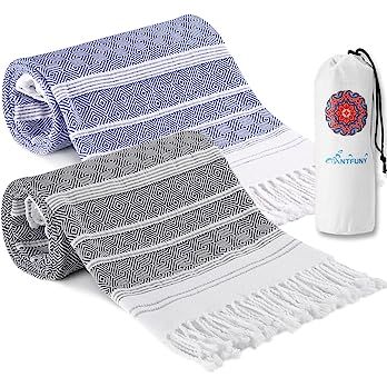 2 Packs Cotton Turkish Beach Towels Quick Dry Sand Free Oversized Bath Pool Swim Towel Extra Larg... | Amazon (US)
