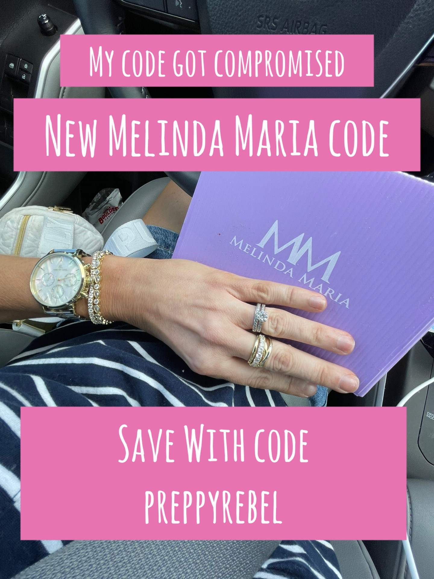 NEW Melinda Maria code alert! My previous code was compromised, but you can still save on your favorite sparkle with my updated one!

Use code: PREPPYREBEL at checkout for 10% off Melinda Maria Jewelry — from glam gold bangles to everyday layering pieces, it’s the perfect time to treat yourself or grab a gift!

Wearing:
	•	Melinda Maria tennis bracelet (stacked & stunning!)
	•	Statement rings from MM’s luxe collection
	•	Signature MM packaging — that iconic lavender box never disappoints!
	•	Paired with my fave gold watch + striped dress for a casual chic moment

Shop my Melinda Maria faves below — you’ll fall in love with their timeless sparkle!

Save 10% with code: PREPPYREBEL
#melindamaria #jewelryaddict #braceletstack #LTKjewelry #everydayglam #giftideas #preppyrebel #sparkleandshine #layeredlook #mymmloveletter

#LTKOver40 #LTKFindsUnder100 #LTKFindsUnder50