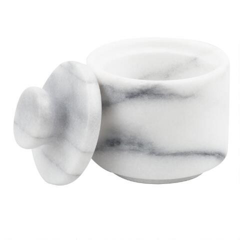 White Marble Salt Cellar with Lid | World Market