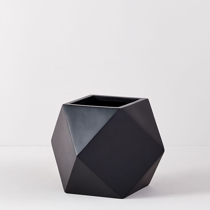 Faceted Modern Fiberstone Indoor/Outdoor Planters | West Elm (US)
