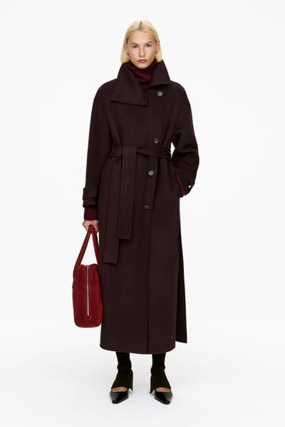 Wool-Blend Funnel-Neck Coat | Arket UK