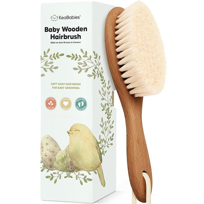 Wooden Baby Hair Brush - Cradle Cap Baby Brush with Soft Goat Bristles, Perfect Gentle Scalp Newb... | Amazon (US)