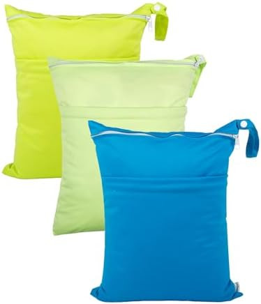 babygoal Wet Dry Bags 3 Pack for Baby Cloth Diapers, Washable Travel Bags, Beach, Pool, Gym Bag f... | Amazon (US)