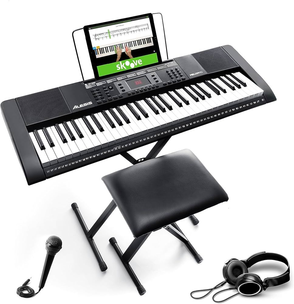 Alesis Melody 61 Key Keyboard Piano for Beginners with Speakers, Stand, Bench, Headphones, Microp... | Amazon (US)