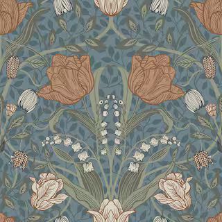 A-Street Prints Tulipa Blue Floral Paper Strippable Roll (Covers 56.4 sq. ft.) 2948-33009 - The H... | The Home Depot