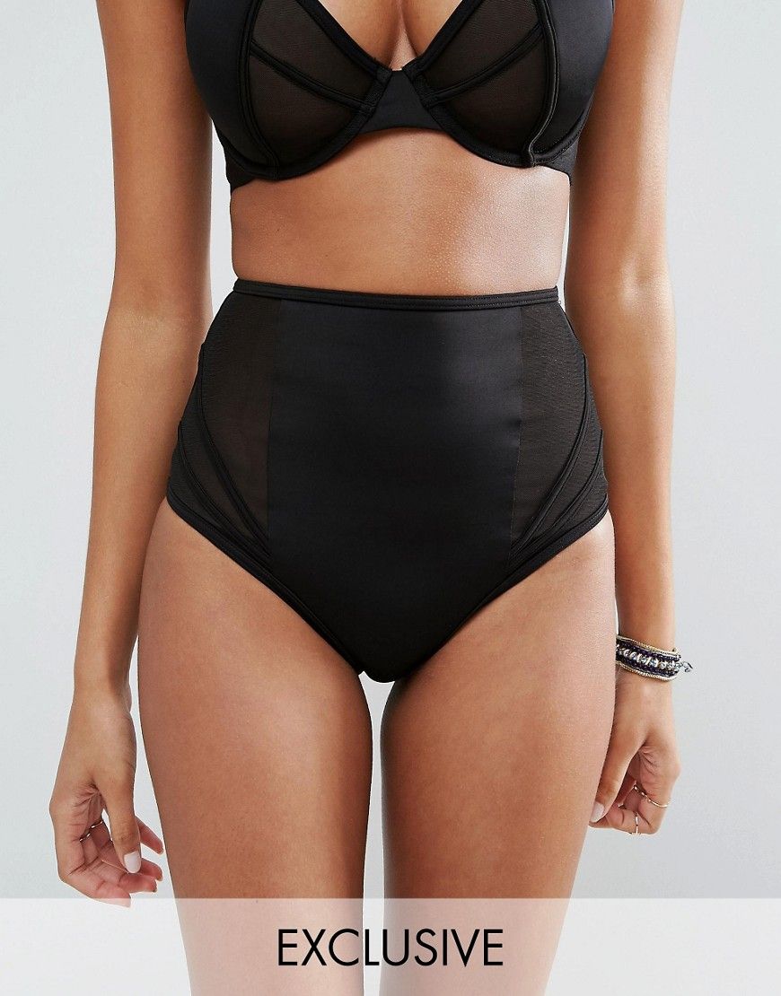 ASOS FULLER BUST Exclusive Mesh Insert Corset Seam High Waist Bikini Bottom - Black | ASOS US