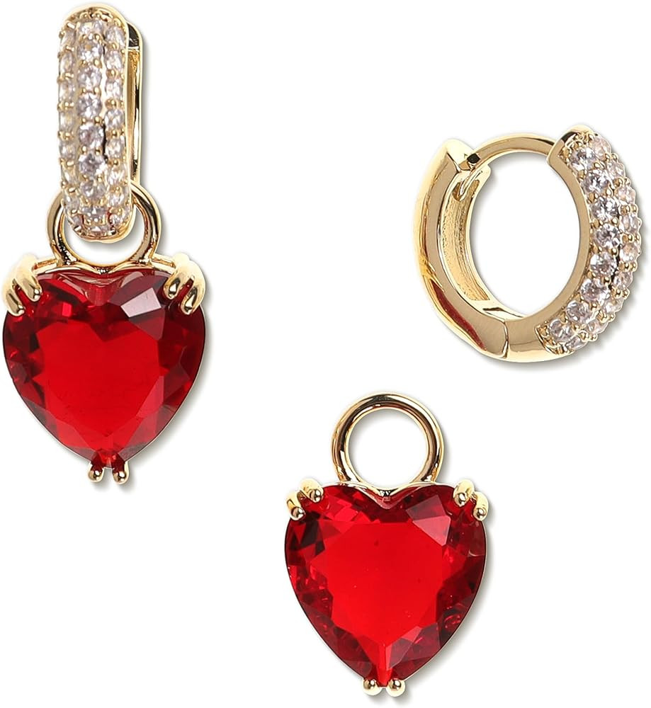 Sonateomber Small Heart Gold Hoop Earrings for Women - Sparkly Huggie Ring Circle Daily Jewelry G... | Amazon (US)