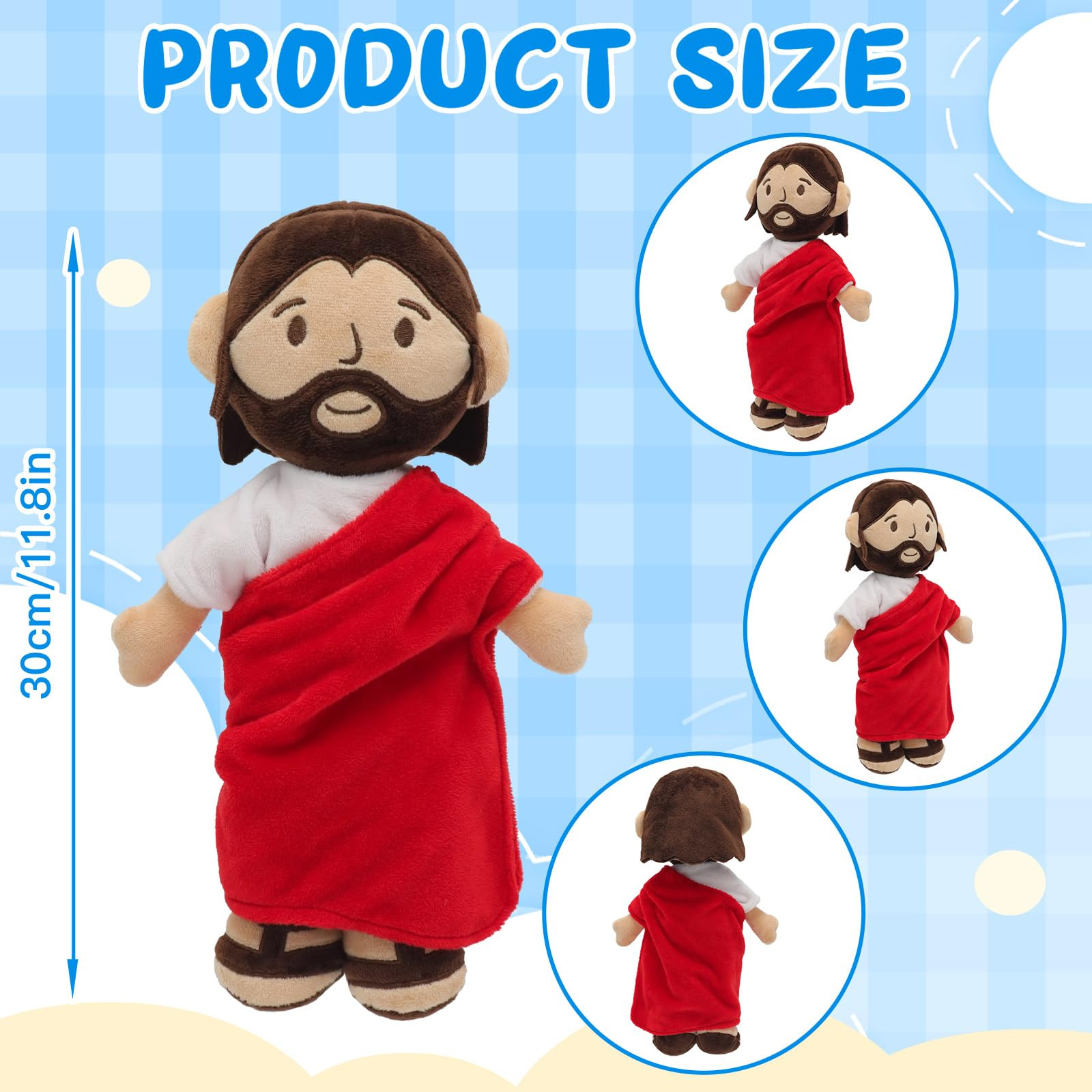 Brown Jesus Plush Doll Guardian Baptism Stuffed Plushie Savior Toy Gifts for Church Sunday School... | Amazon (US)