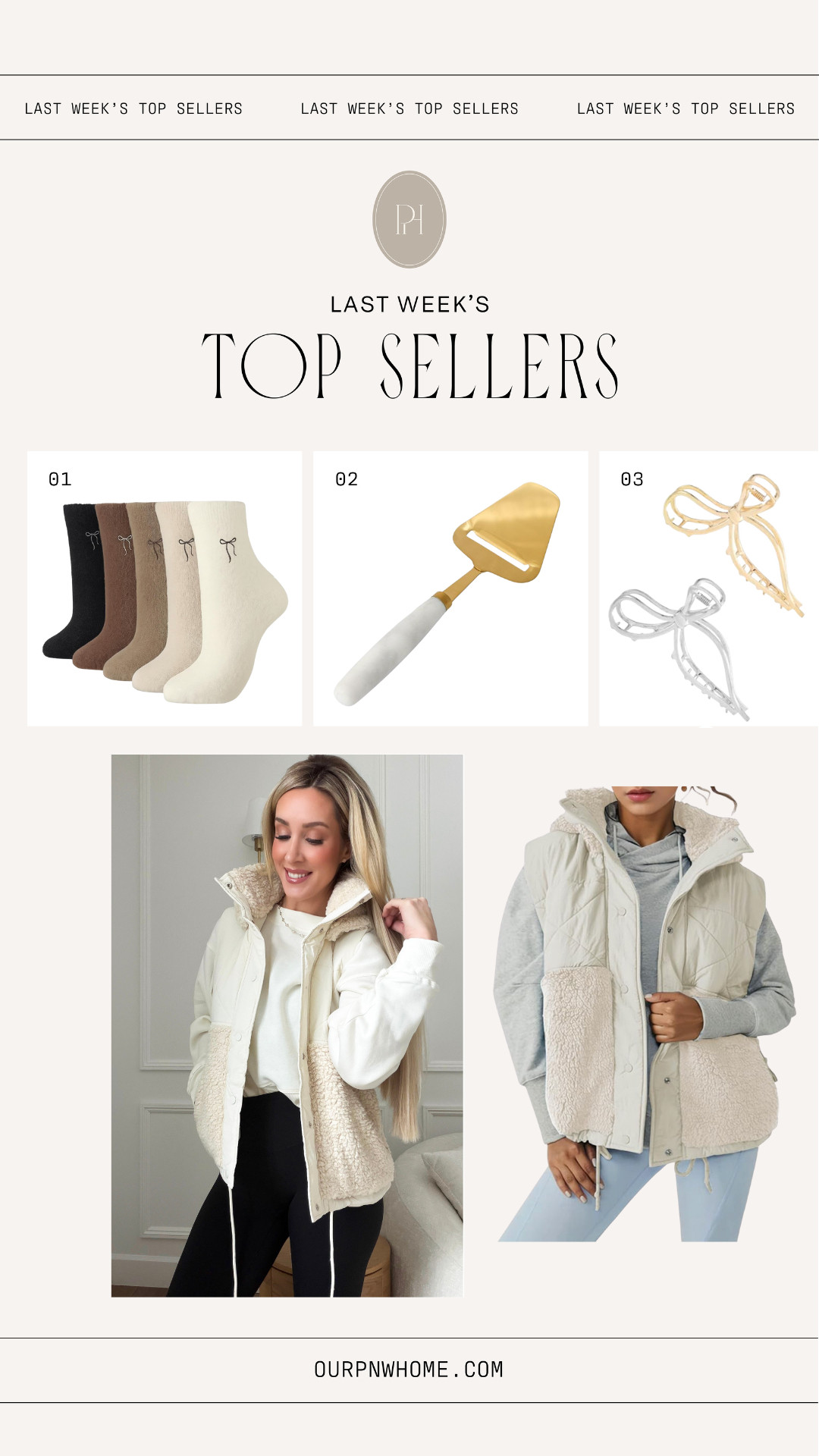 This week's top selling home and fashion finds from Amazon!

fleece vest, sherpa vest, white vest, fuzzy socks, bow socks, neutral socks, holiday gifts, bow claw clip, hair accessories, cheese slicer, fleece lined legging, winter fashion, winter looks, winter style, winter outfit, makeup brush cleaner, under eye patches, stocking stuffers, small heater, gifts for her, gifts for mom, gifts for sister 

 #LTKSeasonal #LTKHome #LTKFindsUnder50