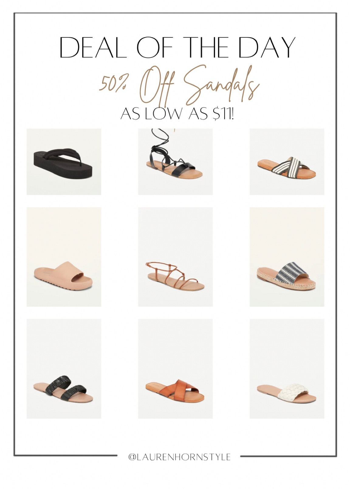 Old Navy 50% off sandals 

#LTKtravel #LTKshoecrush #LTKswim